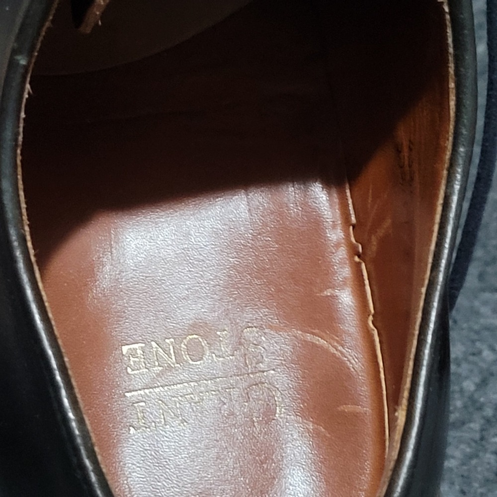 Grant Stone Plain Toe Blucher Shoes Men's 11.5D Black Goodyear Welt Derby 42307 - Picture 12 of 12